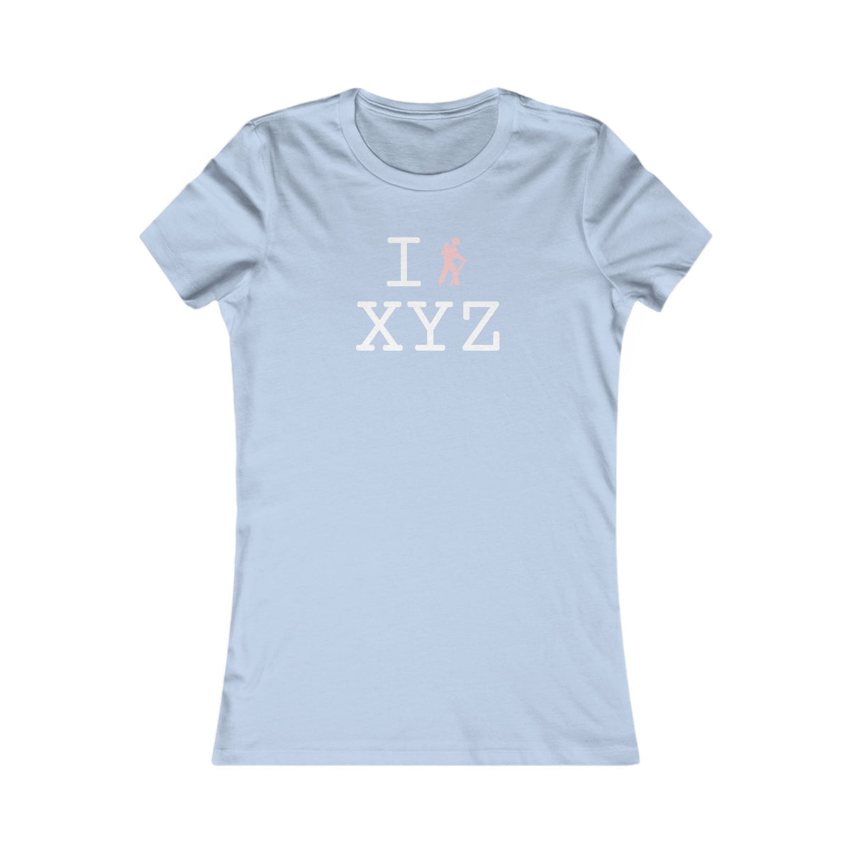 I Hike women's T, pink hiker