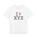 I Hike ___ unisex T, hot pink hiker