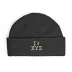 I Hike beanie, yellow hiker