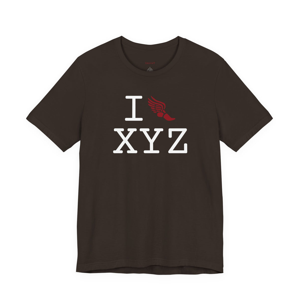 I Run unisex T, crimson logo