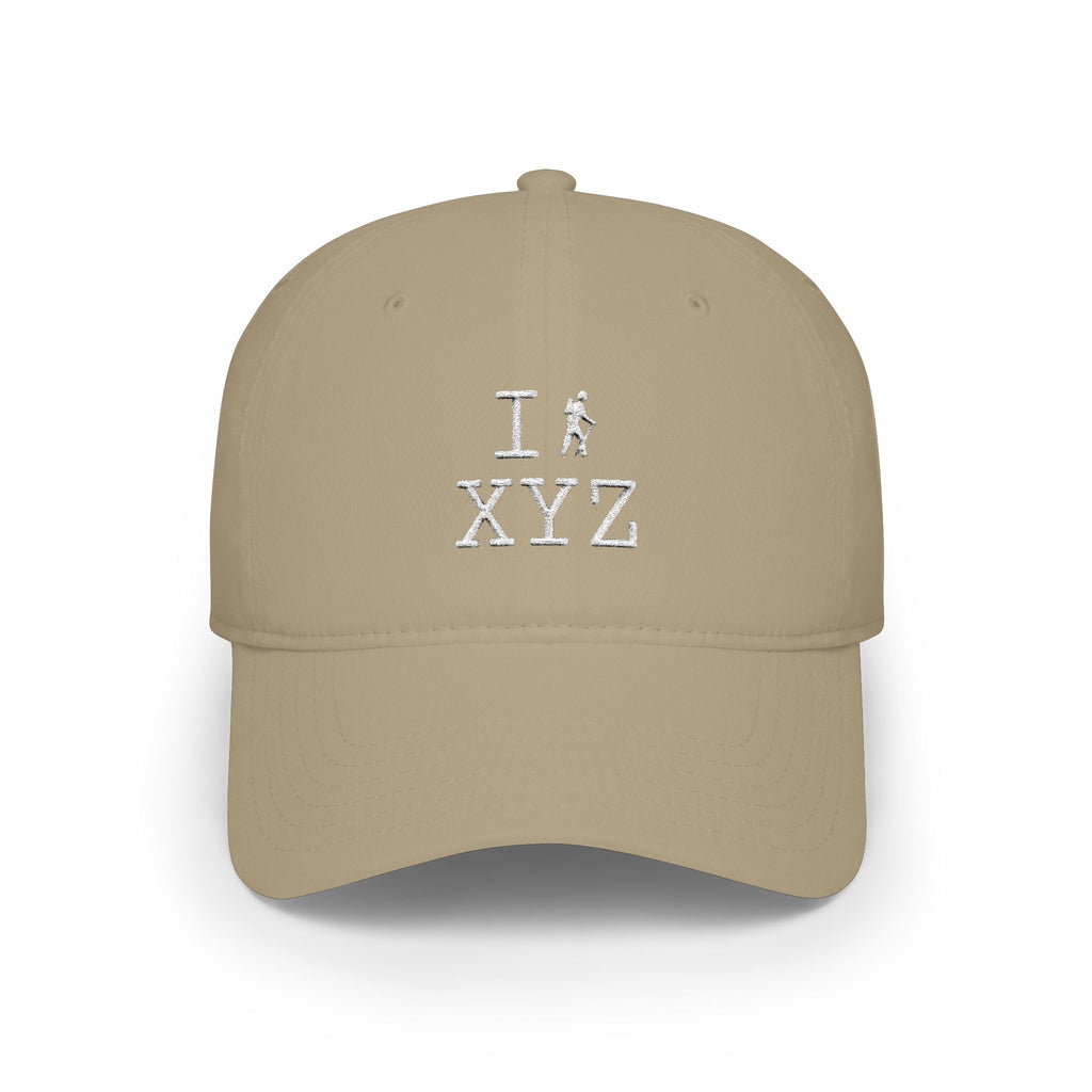 I Hike baseball cap, white hiker