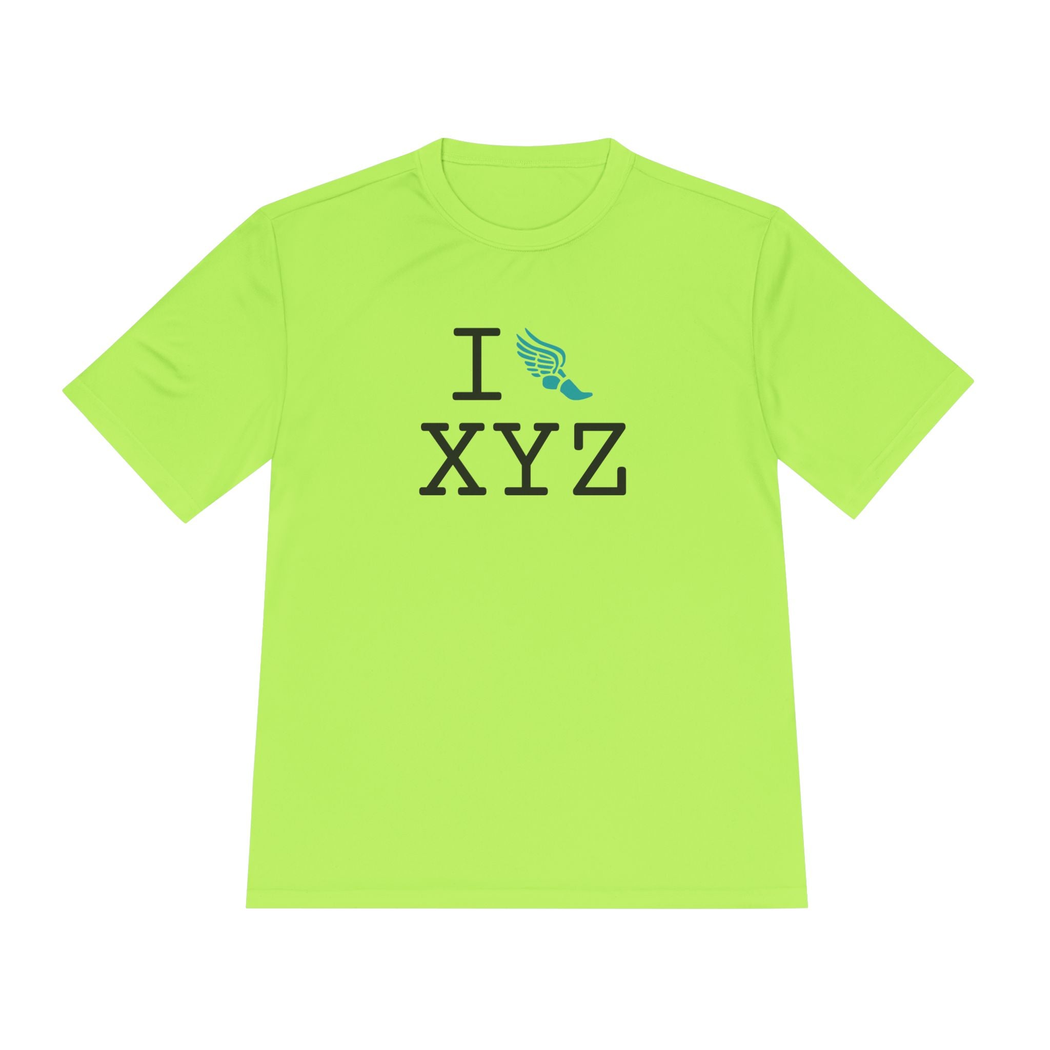 I Run athletic T, teal logo