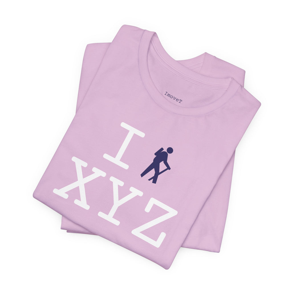 I Hike unisex T, navy hiker