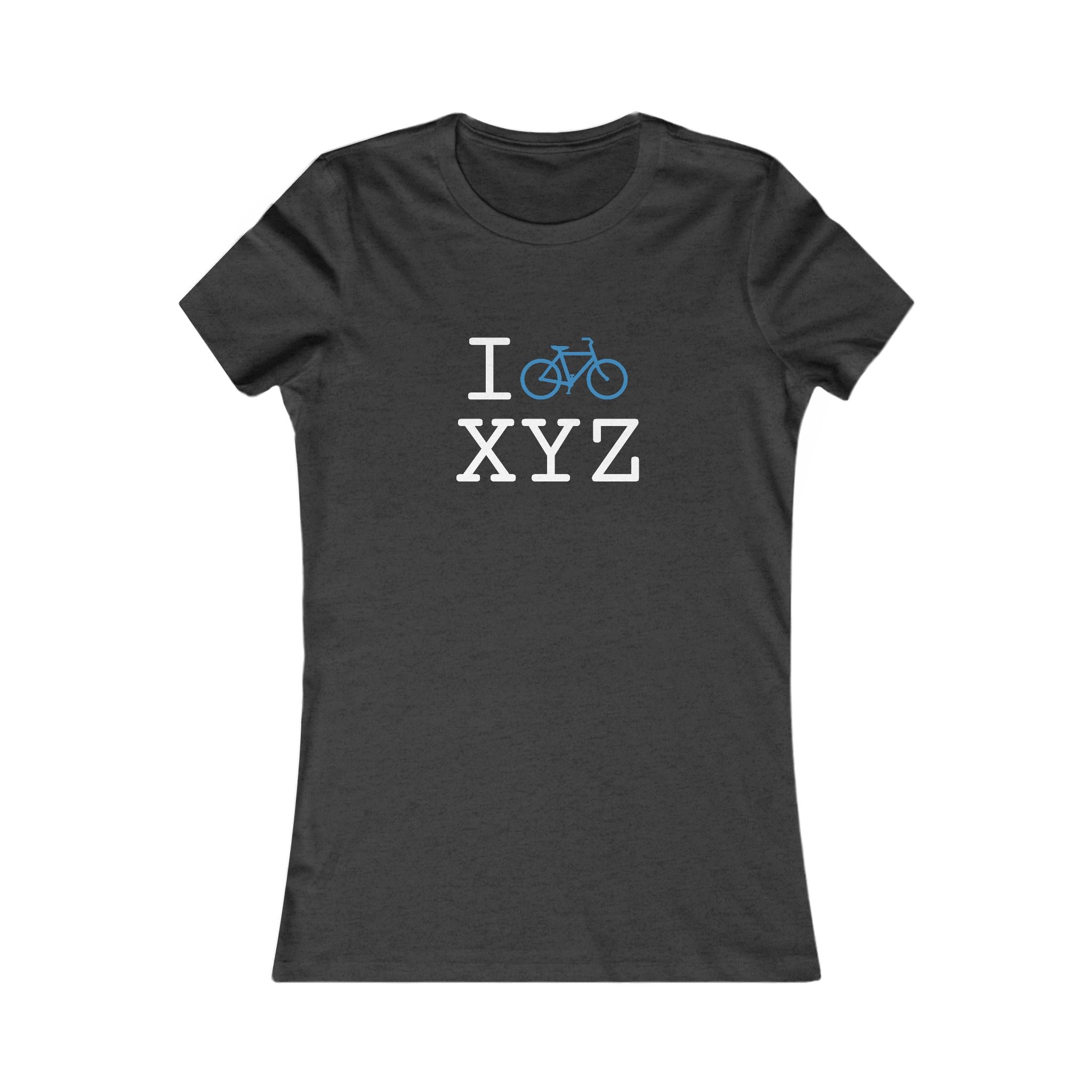 "I Bike ___" women's T, light blue bike