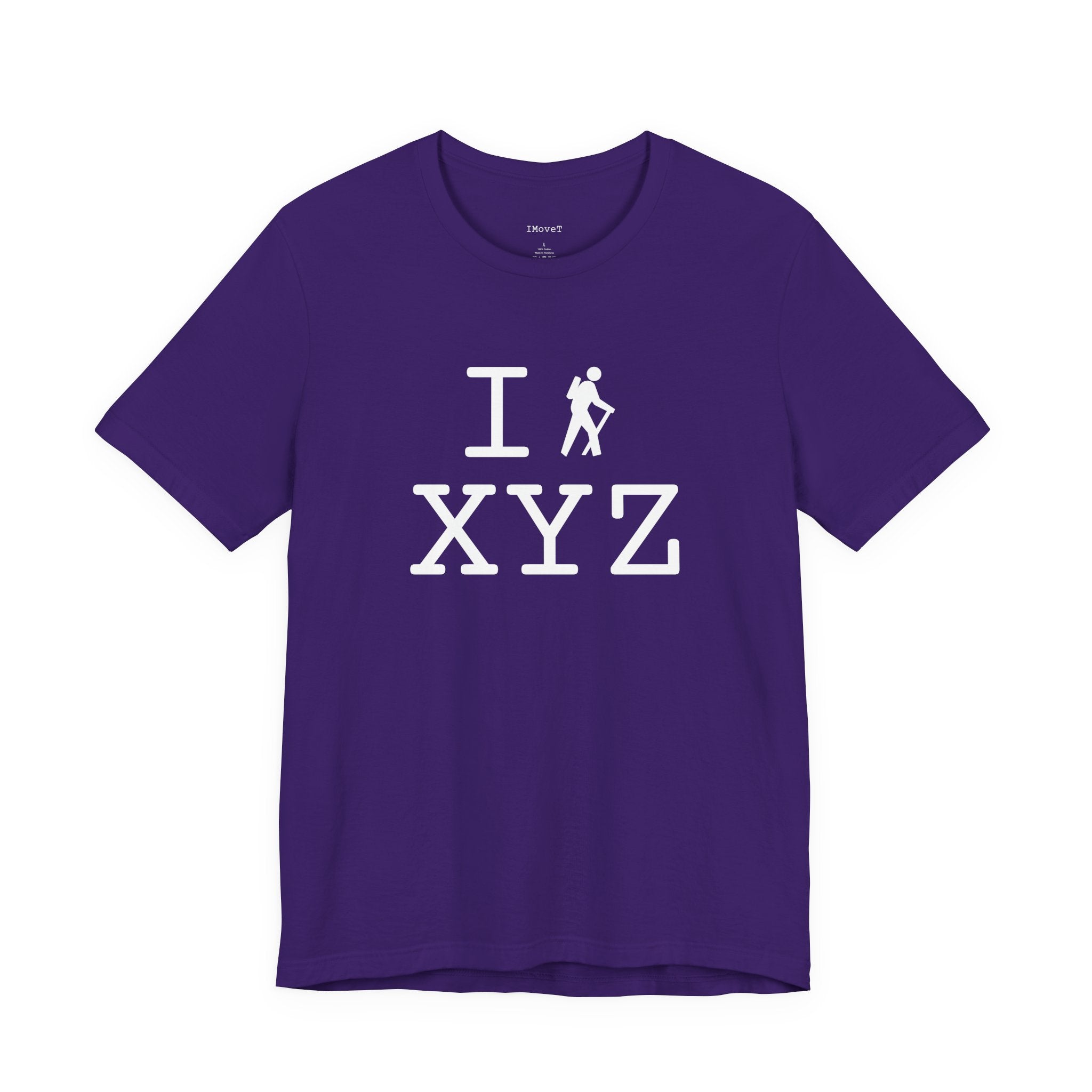 I Hike ___ unisex T, white hiker