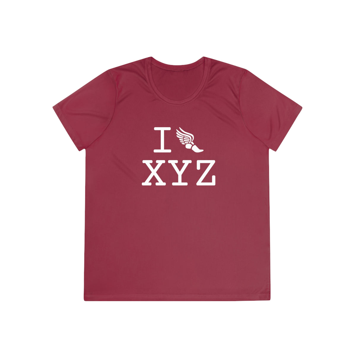 I Run women's athletic T, white logo
