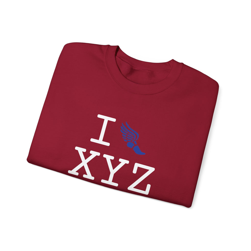 I Run sweatshirt, blue logo