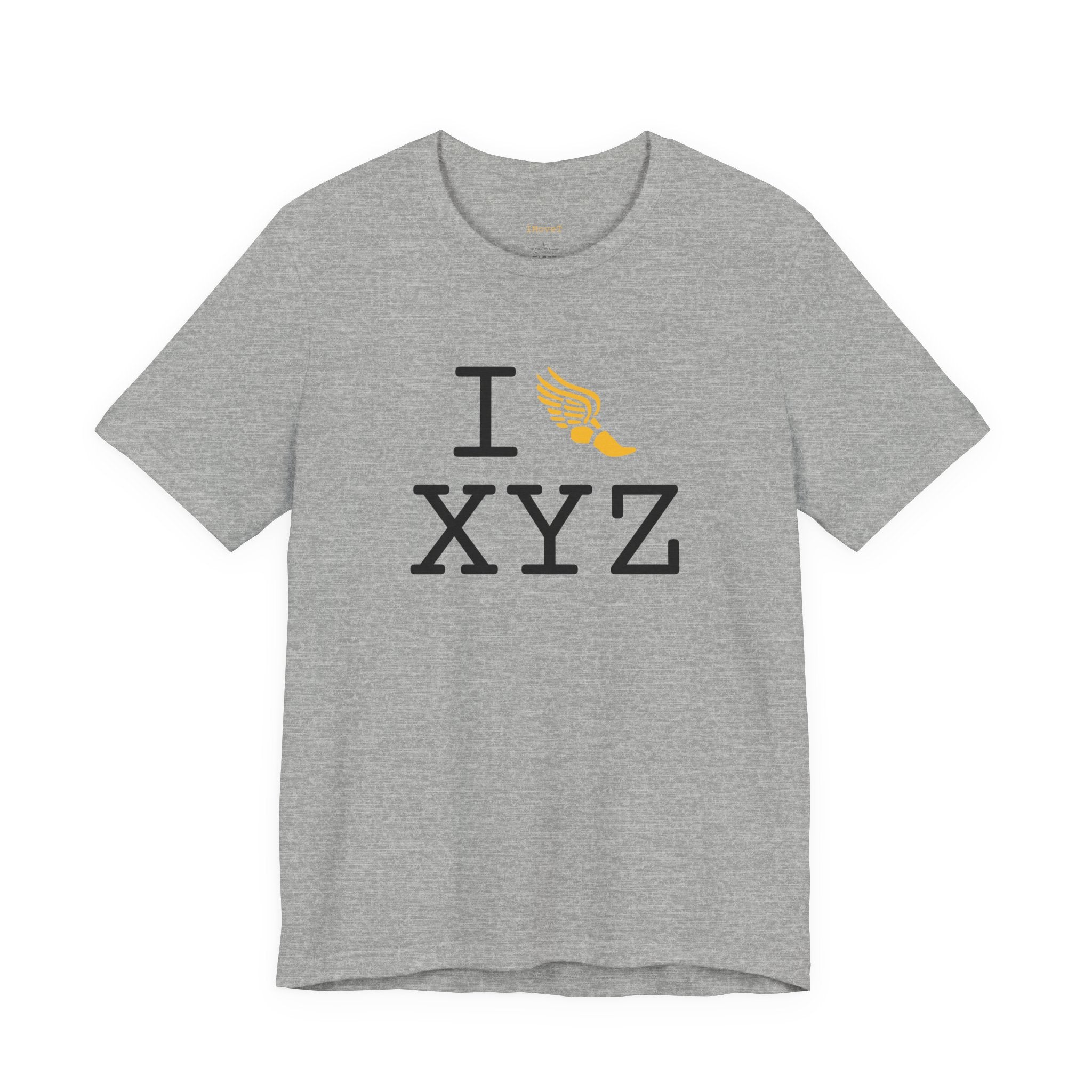 I Run ___ unisex T, yellow logo