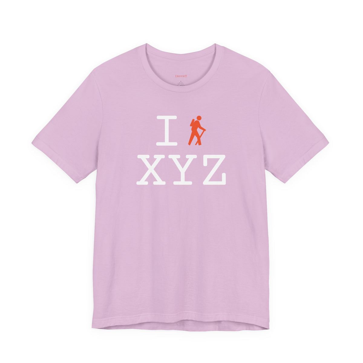 I Hike unisex T, orange hiker