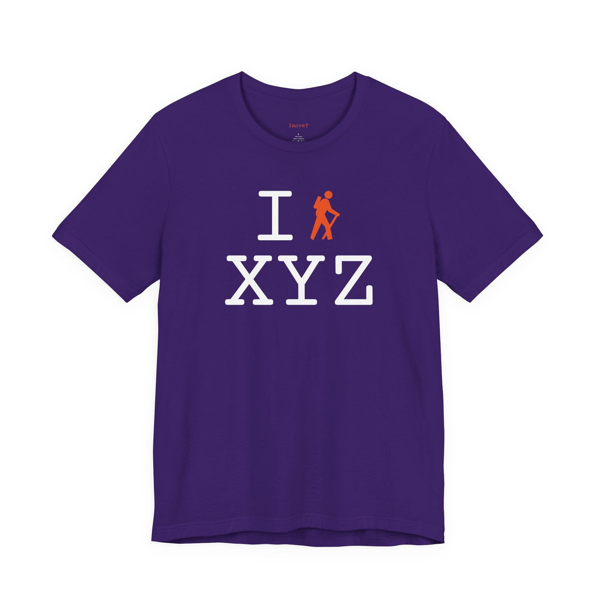 I Hike unisex T, orange hiker