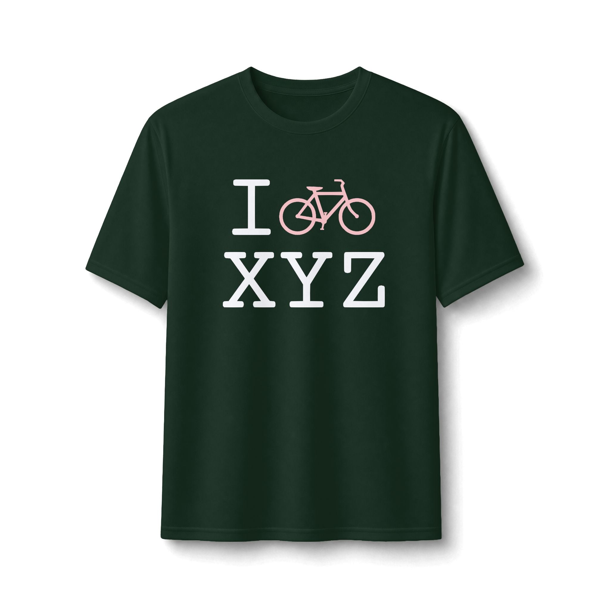 "I Bike ___" athletic T, pink bike