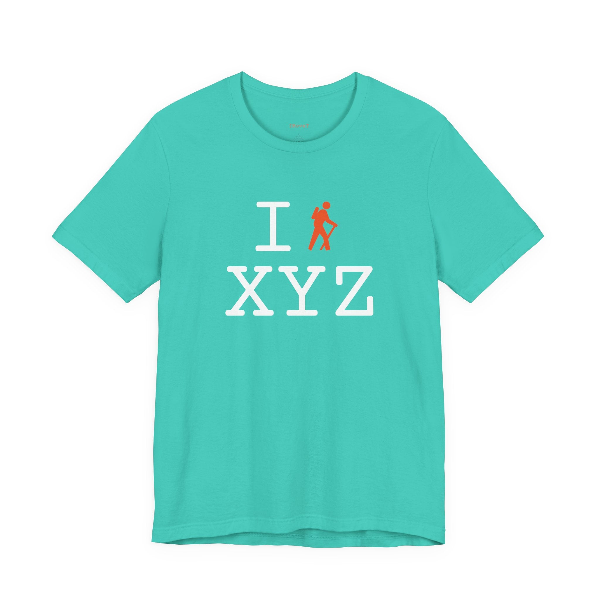 I Hike ___ unisex T, orange hiker