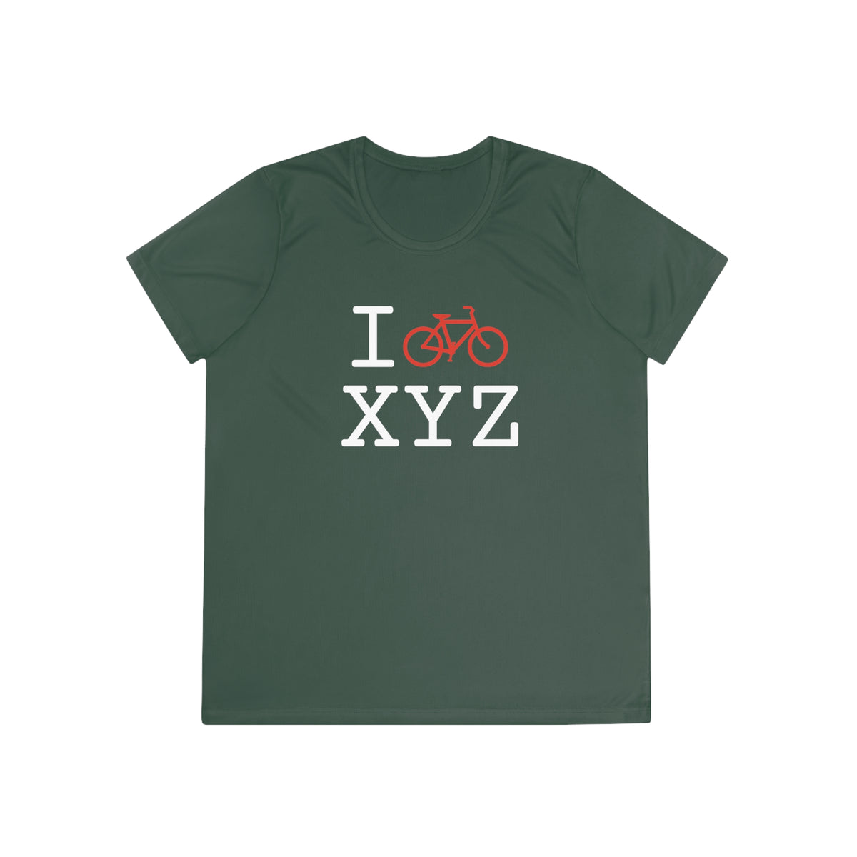 I Bike women's athletic T, red bike