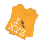 I Run unisex T, navy logo