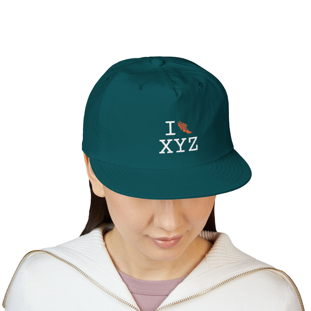 I Run athletic hat, orange logo