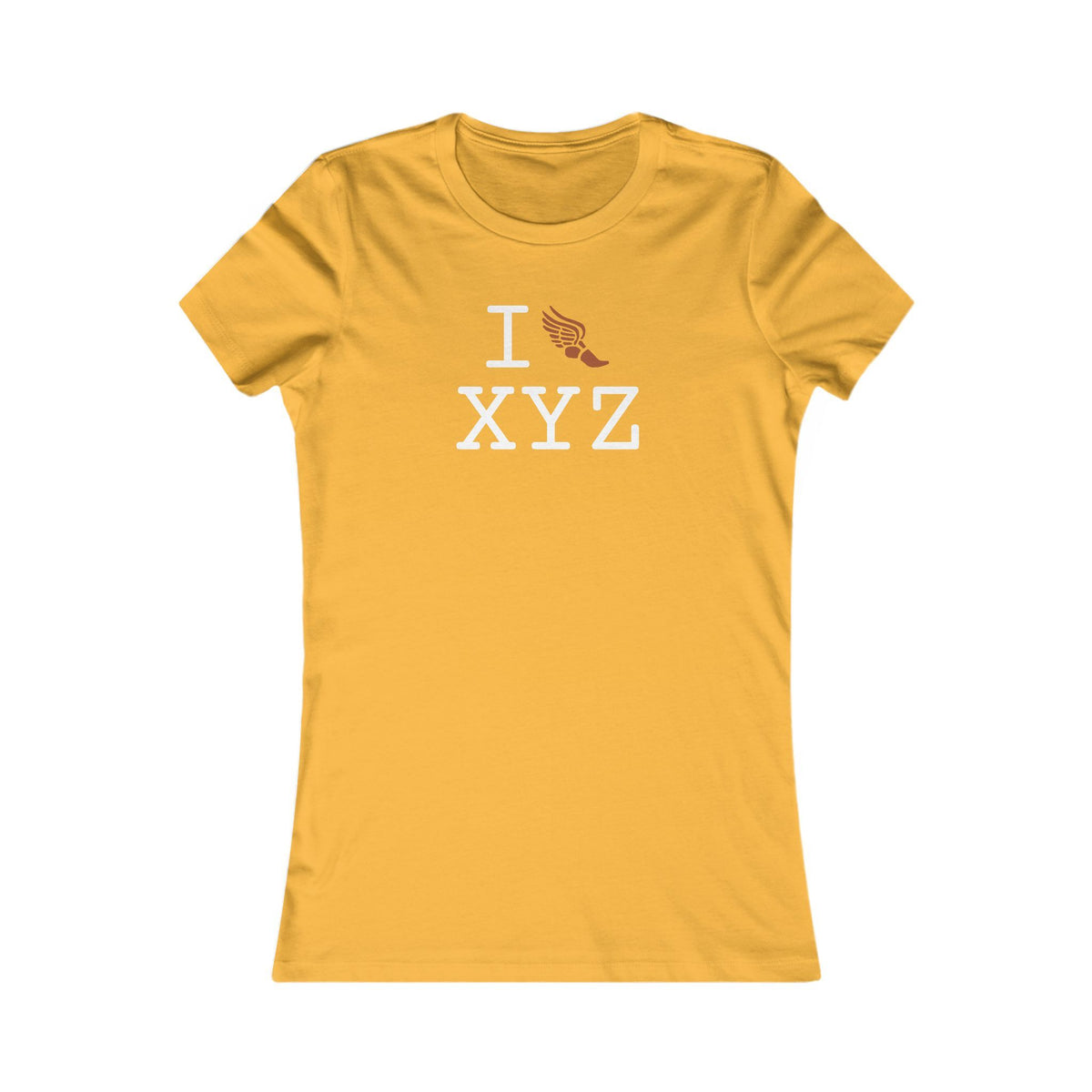 I Run women's T, dark orange logo