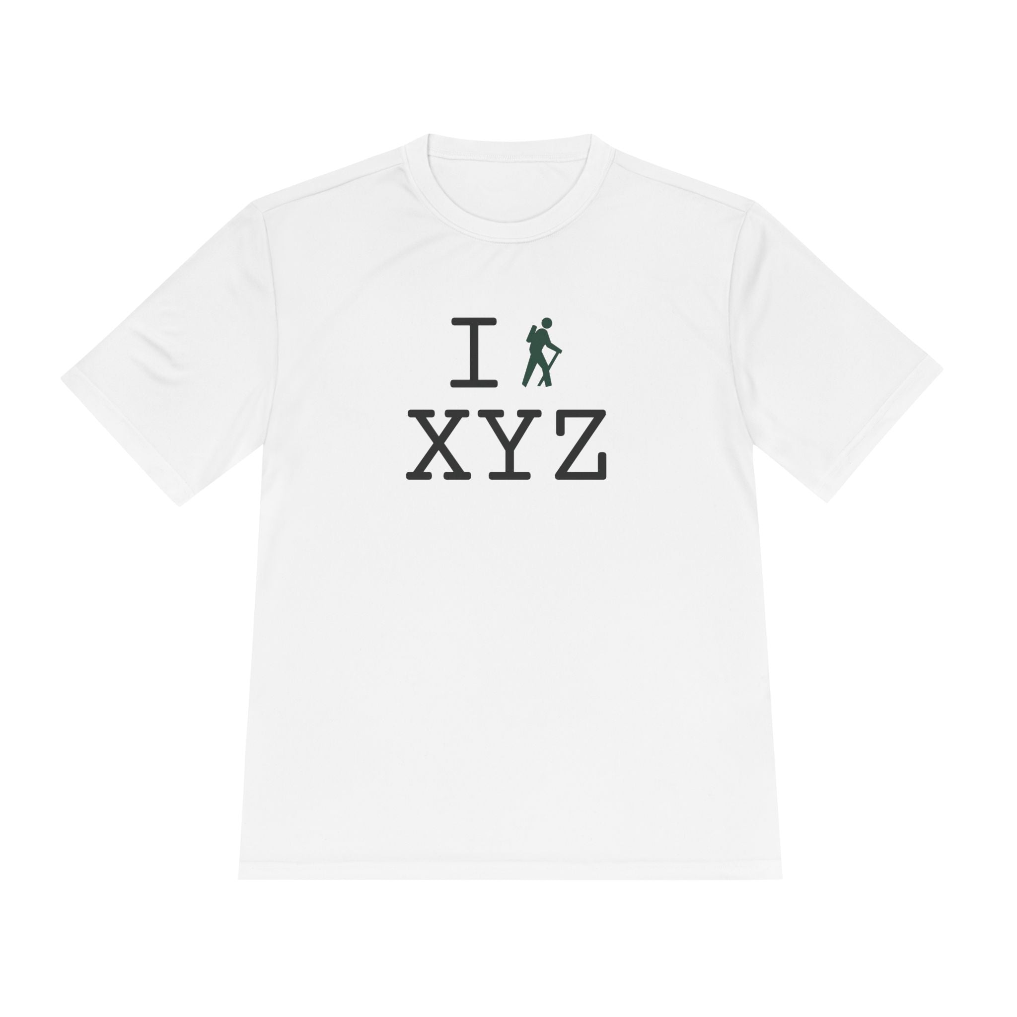I Hike athletic T, dark green hiker