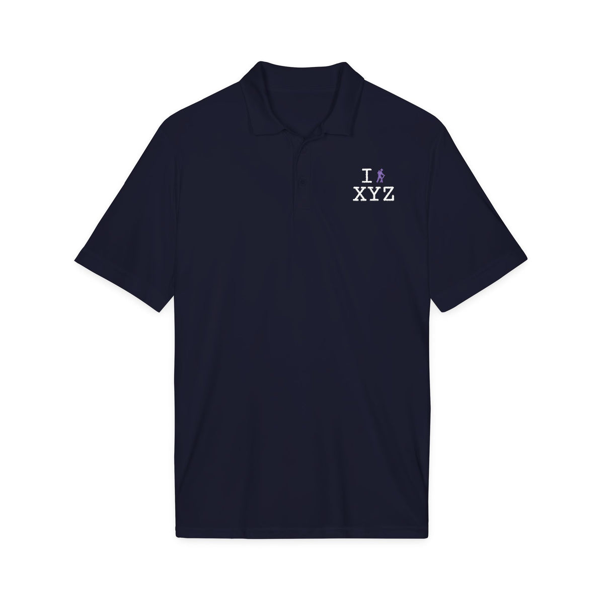 I Hike polo, purple hiker