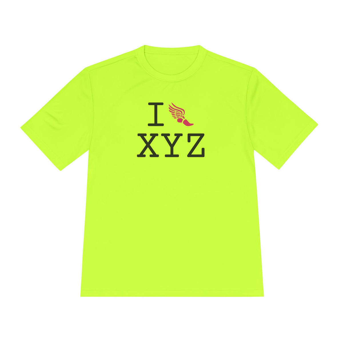 I Run athletic T, hot pink logo