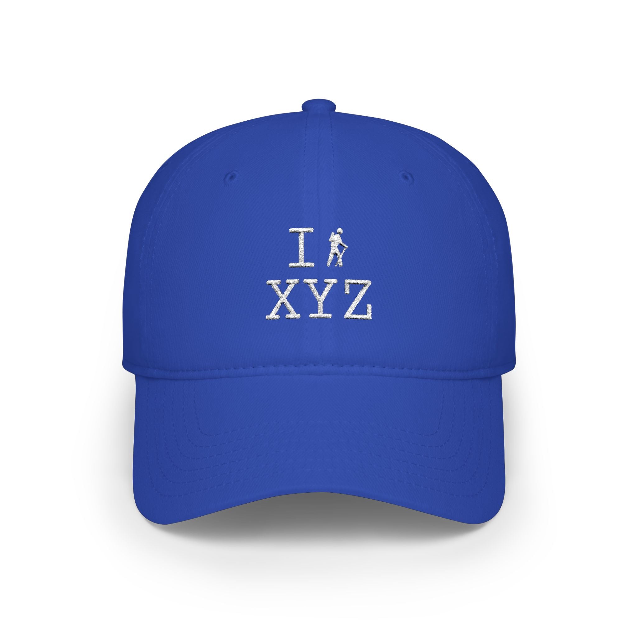 I Hike baseball cap, white hiker
