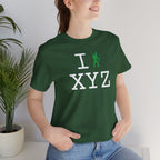 I Hike unisex T, green hiker