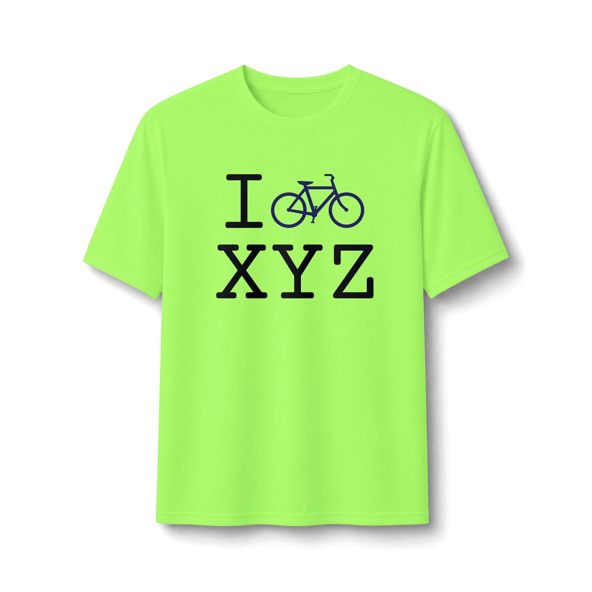 "I Bike ___" athletic T, navy bike