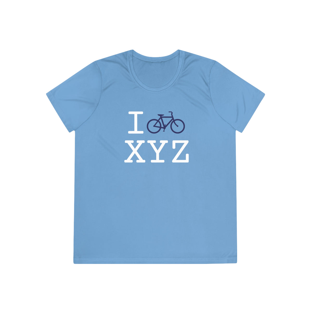 I Bike women's athletic T, navy bike