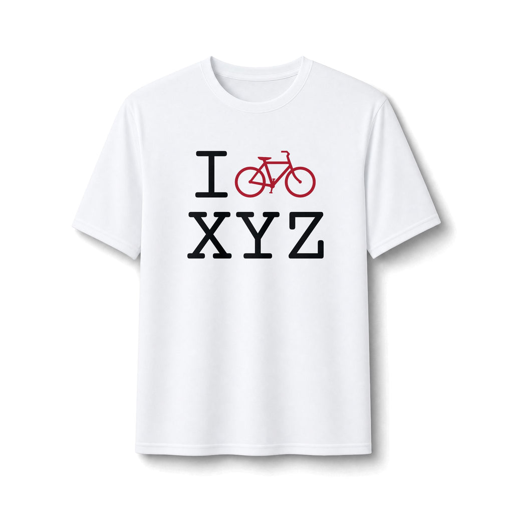 "I Bike ___" athletic T, crimson bike
