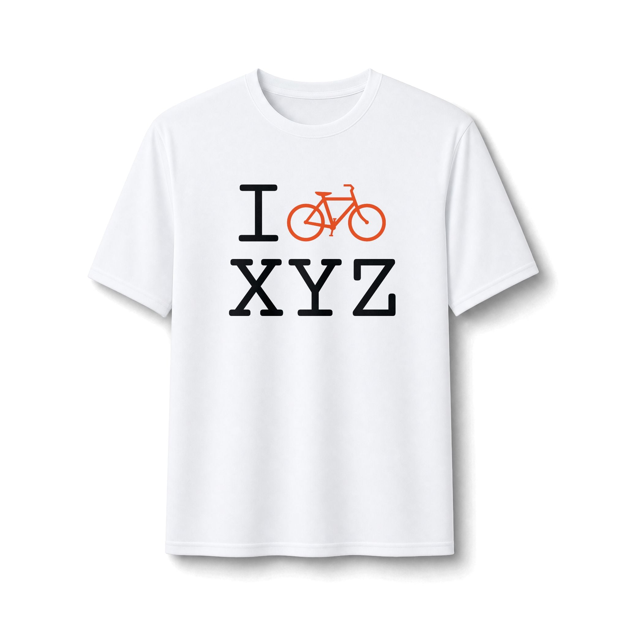 "I Bike ___" athletic T, orange bike