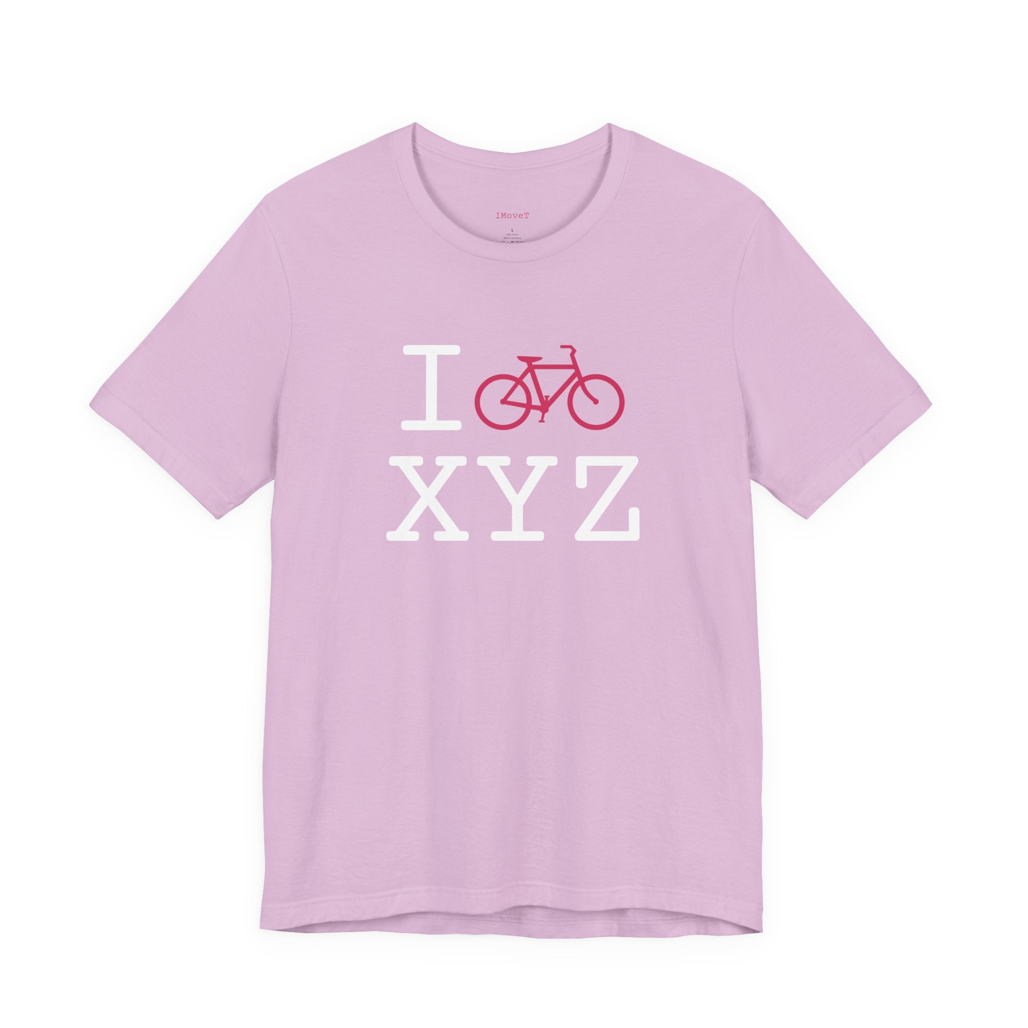 I Bike ___ unisex T, hot pink bike