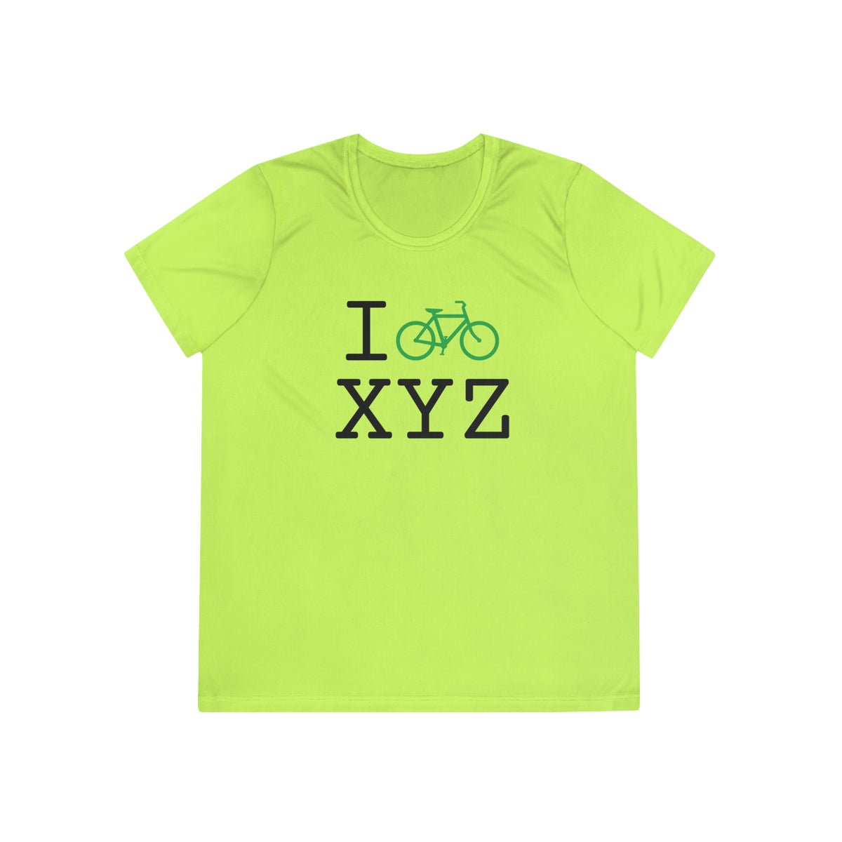 I Bike women's athletic T, green bike