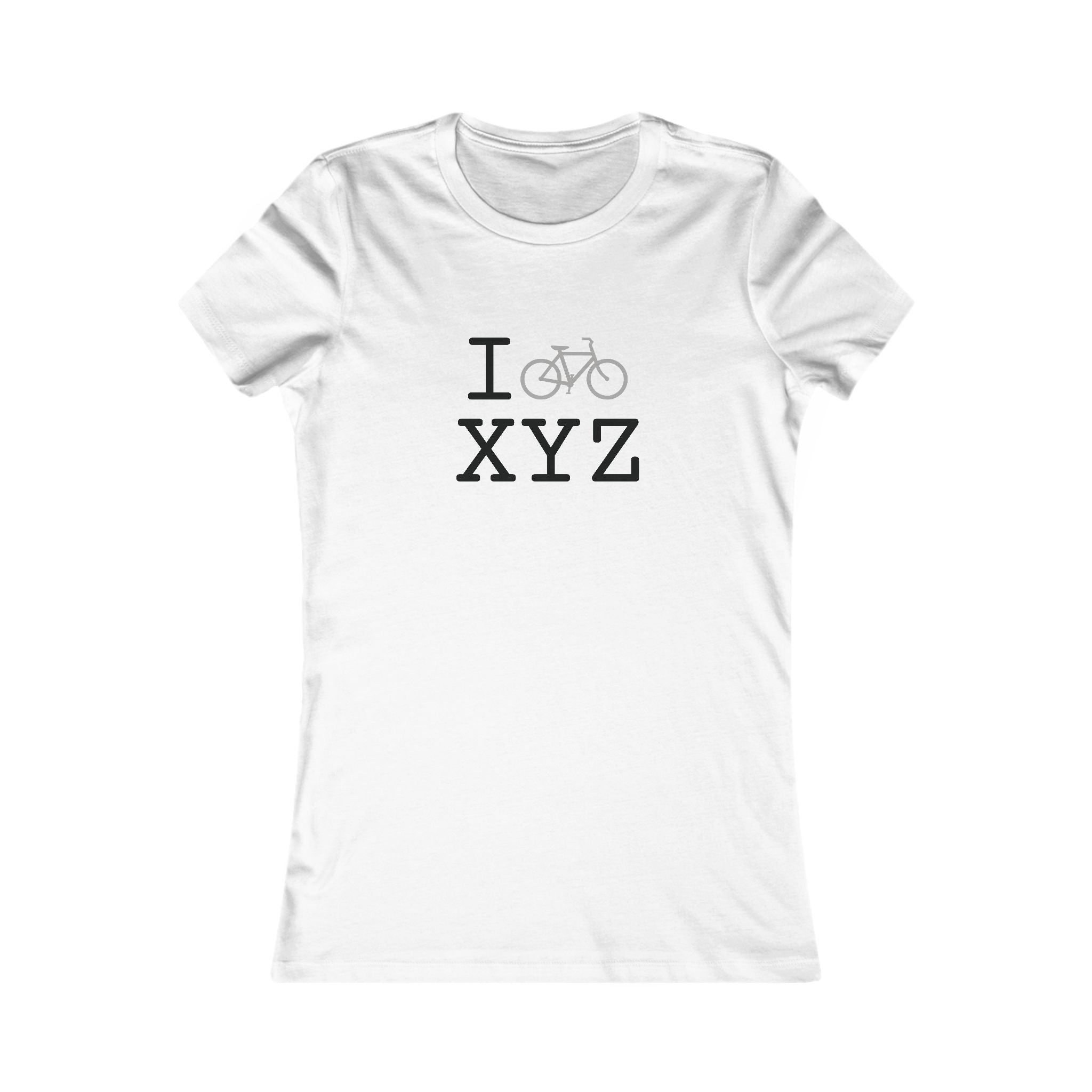 "I Bike ___" women's T, grey bike