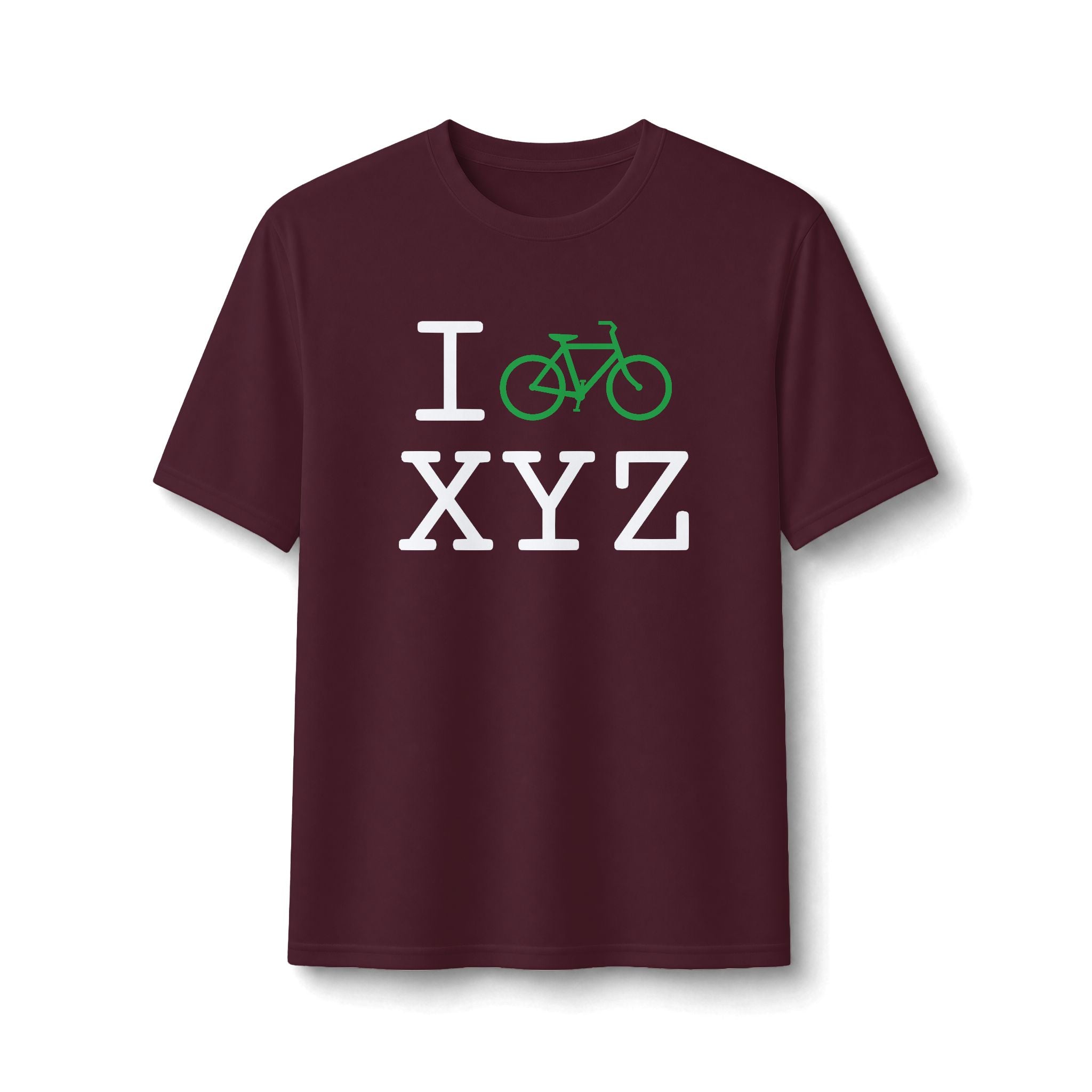 "I Bike ___" athletic T, green bike