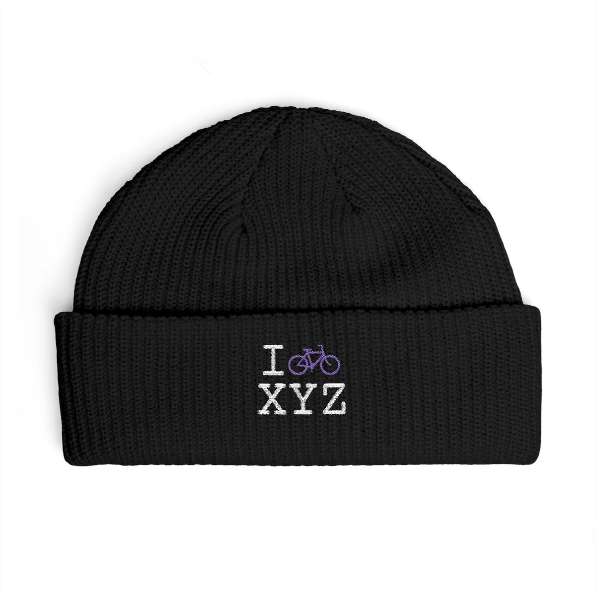 I Bike beanie, purple bike