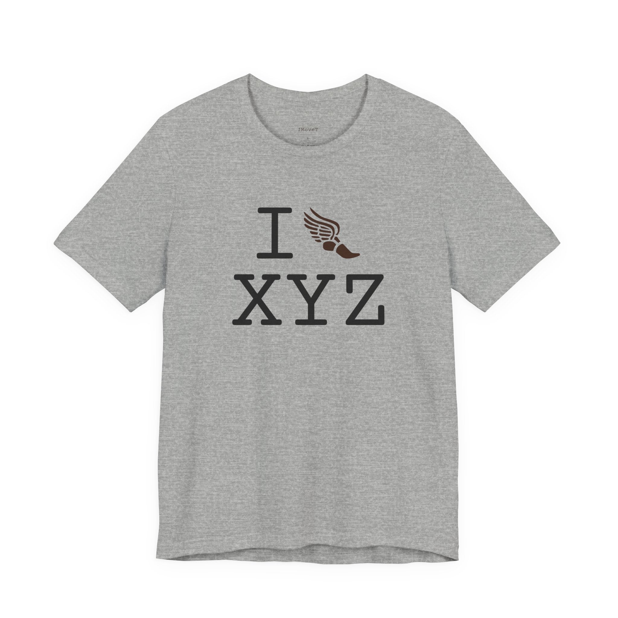 I Run ___ unisex T, brown logo