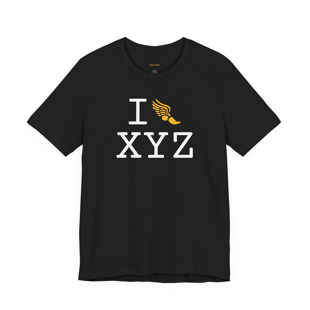 I Run unisex T, yellow logo