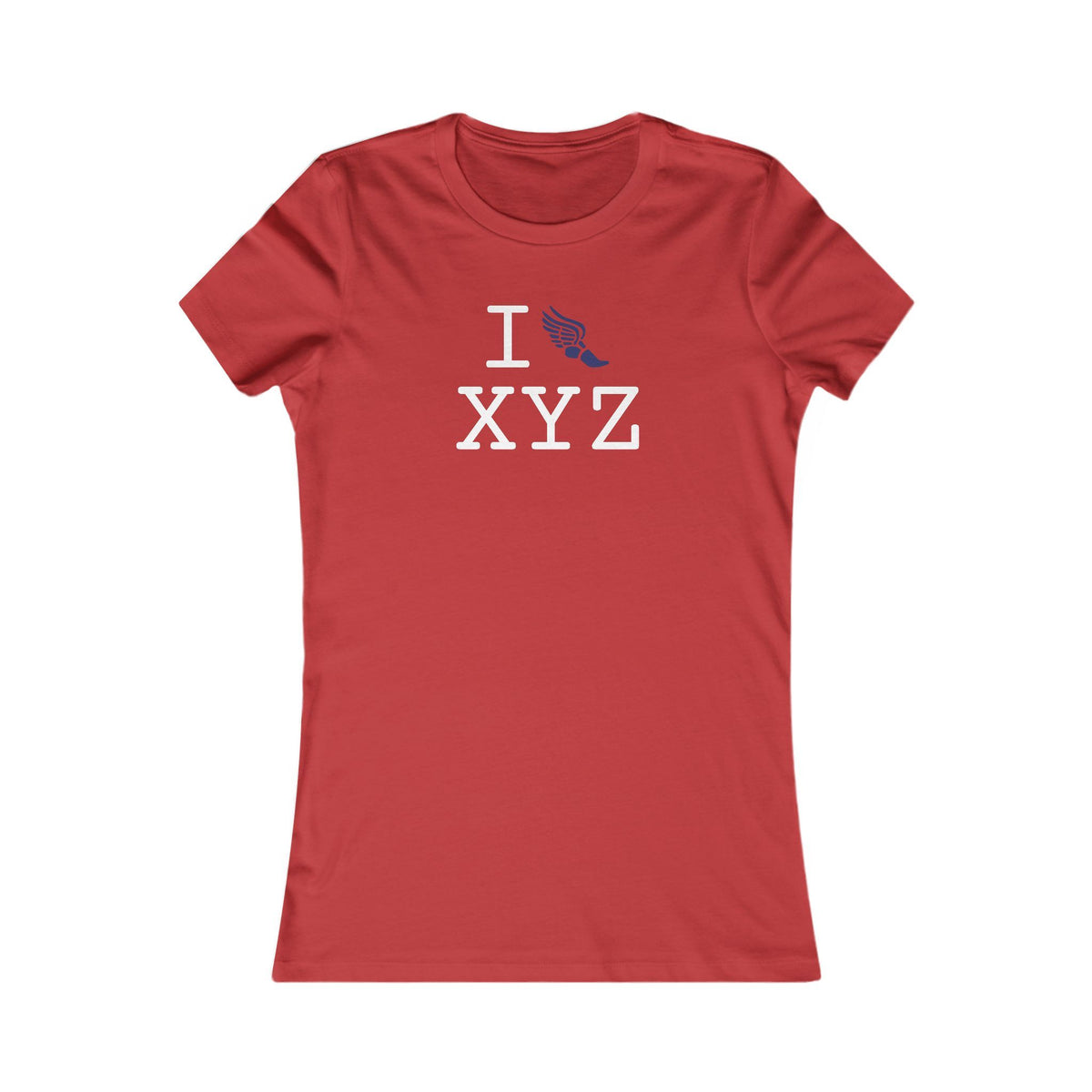 I Run women's T, navy logo