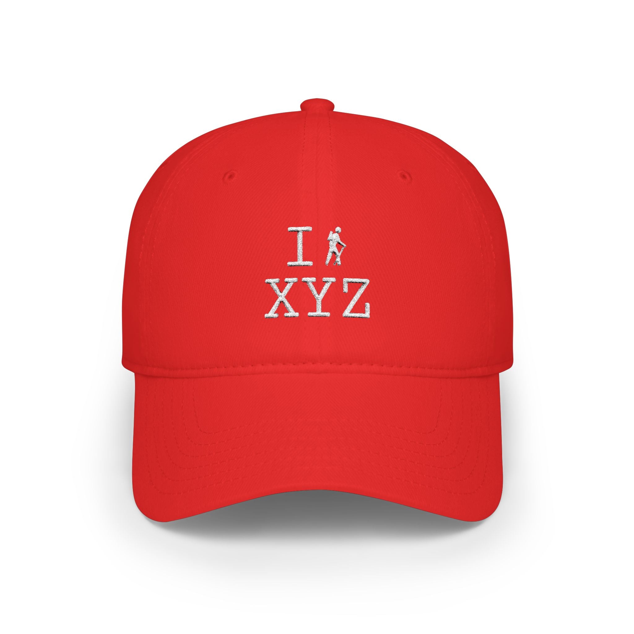 I Hike baseball cap, white hiker