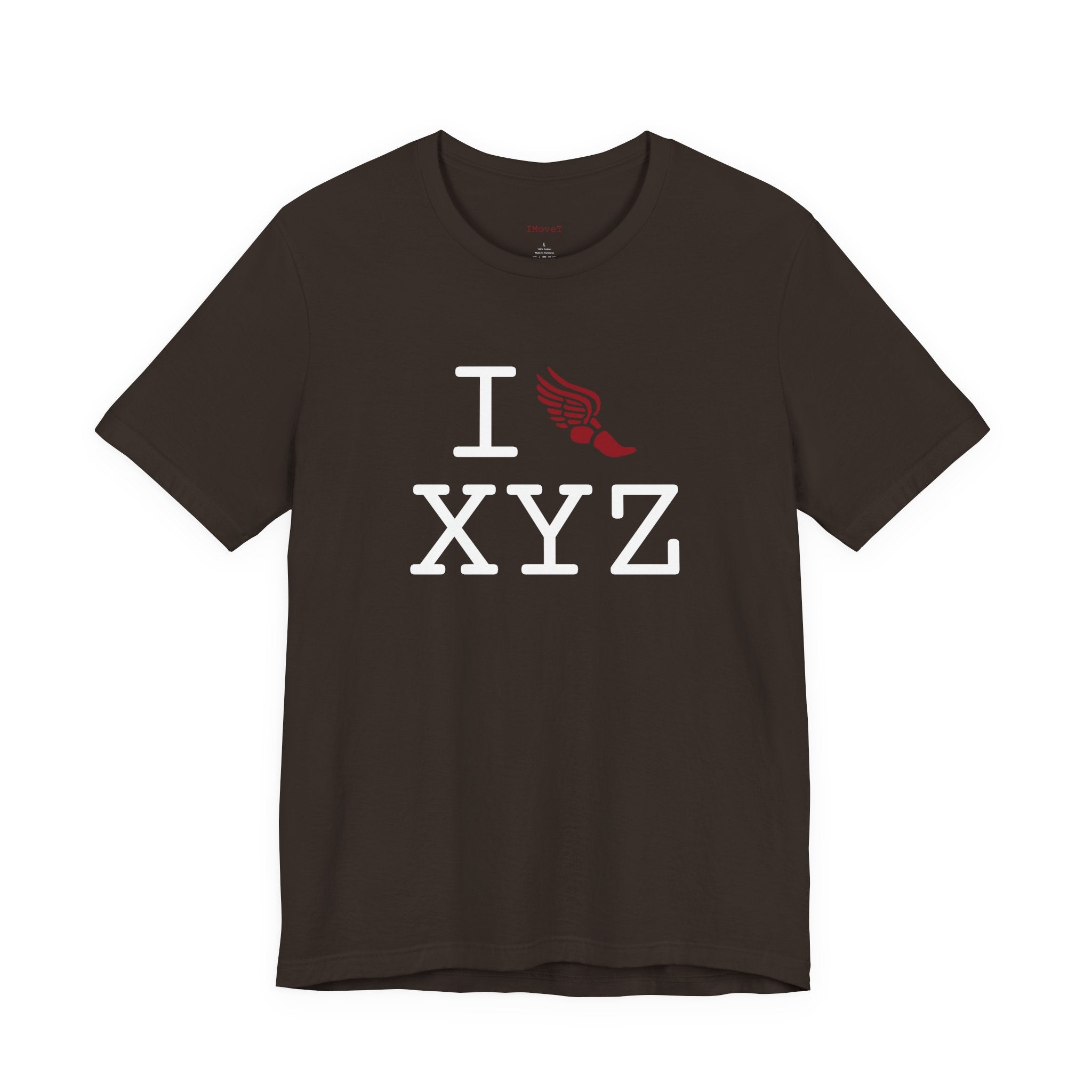 I Run ___ unisex T, crimson logo