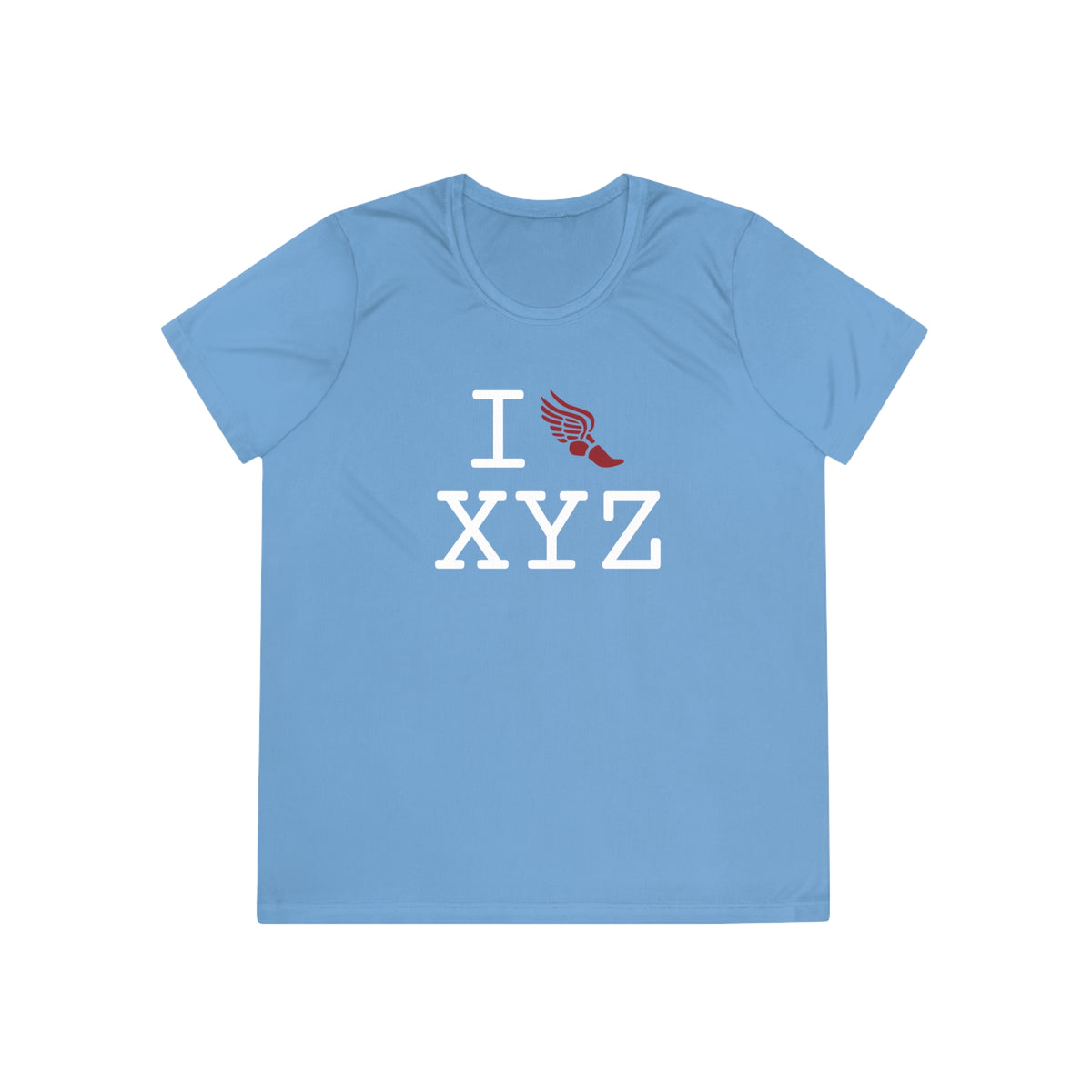 I Run women's athletic T, crimson logo