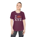 I Bike women's athletic T, orange bike