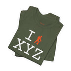 I Hike unisex T, orange hiker