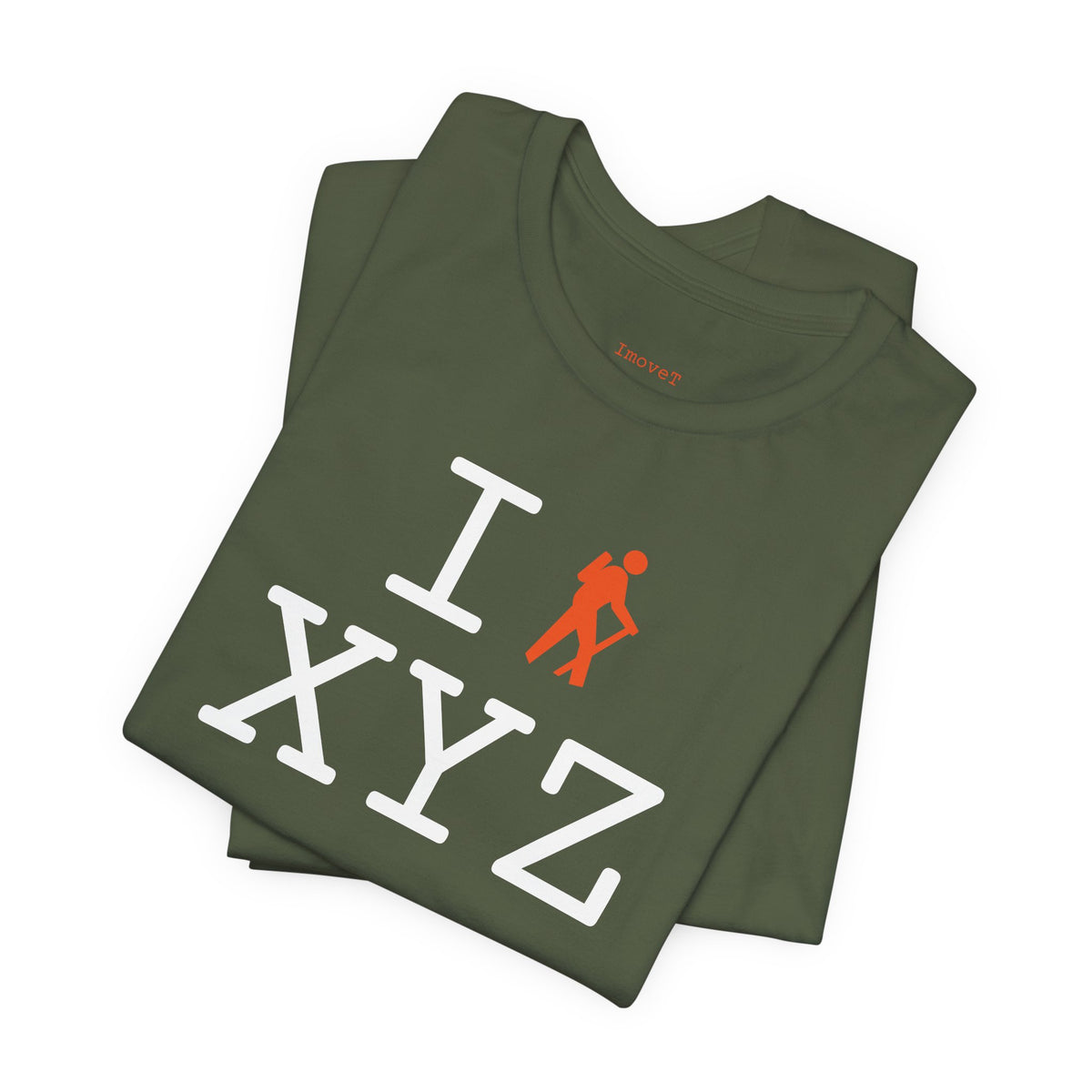 I Hike unisex T, orange hiker