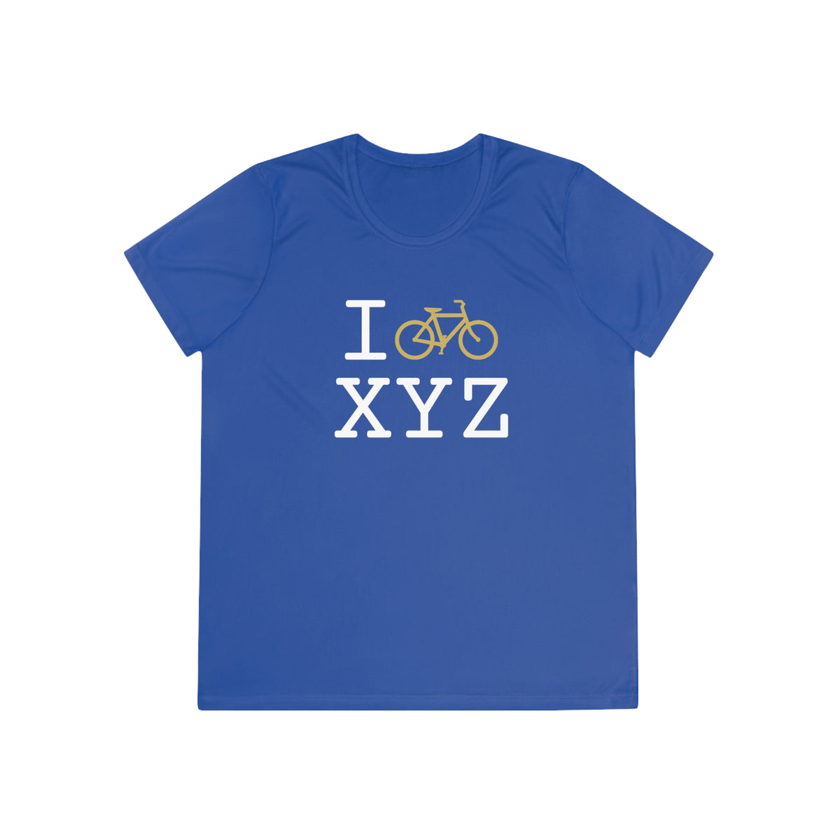 I Bike women's athletic T, gold bike