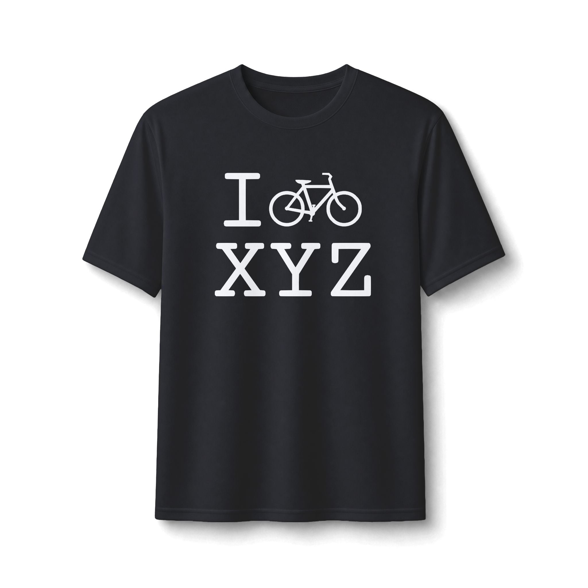 "I Bike ___" athletic T, white bike