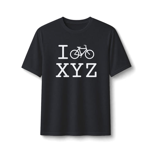 "I Bike ___" athletic T, white bike