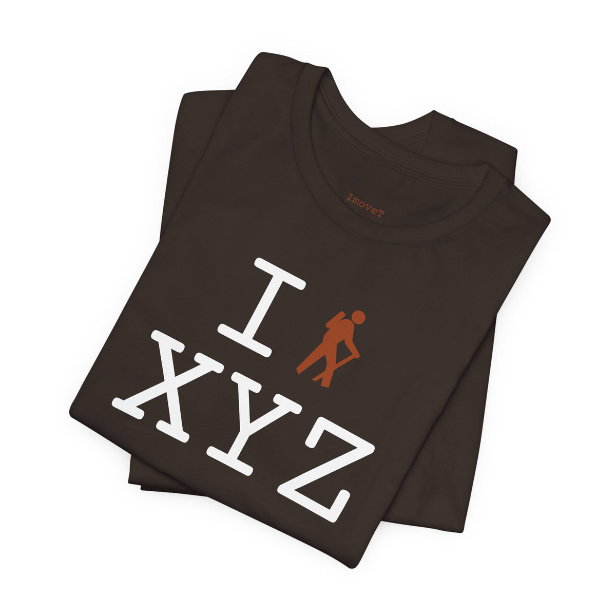 I Hike unisex T, dark orange hiker
