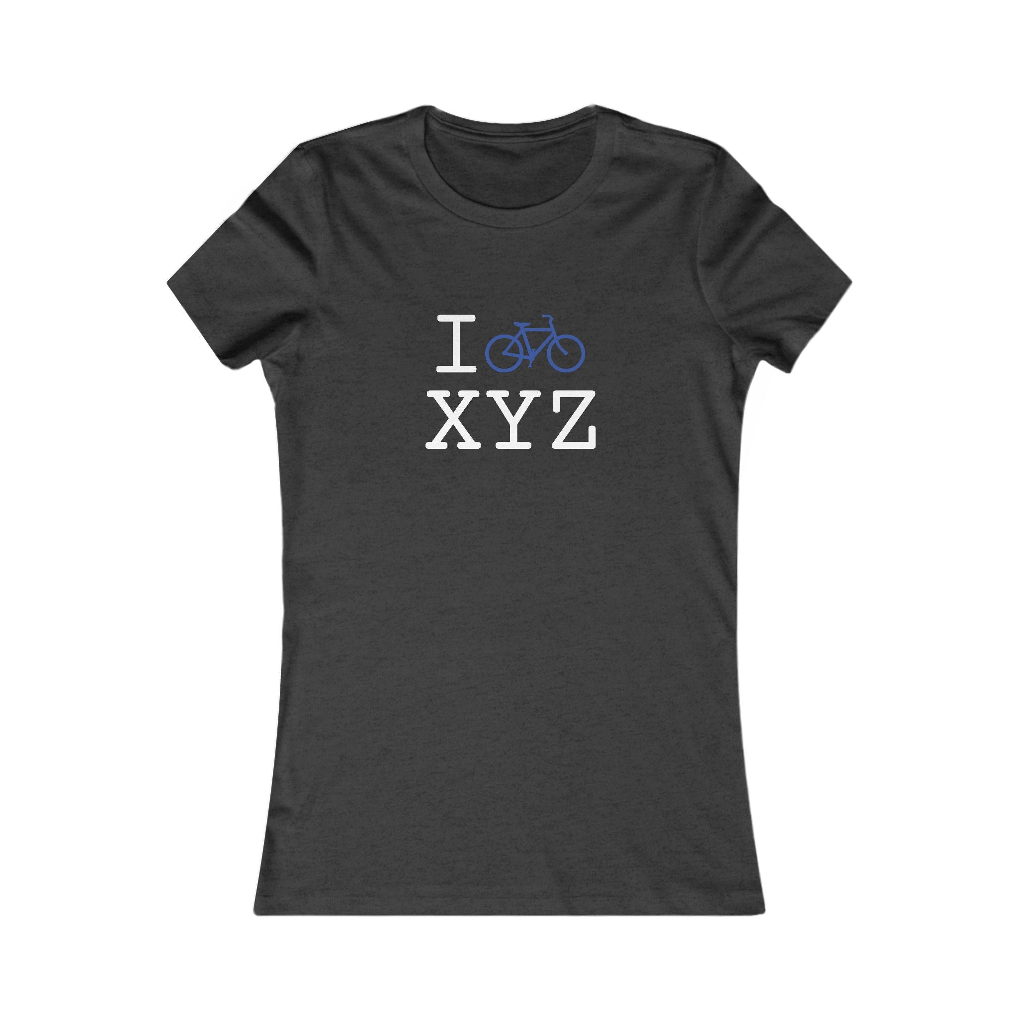 "I Bike ___" women's T, blue bike