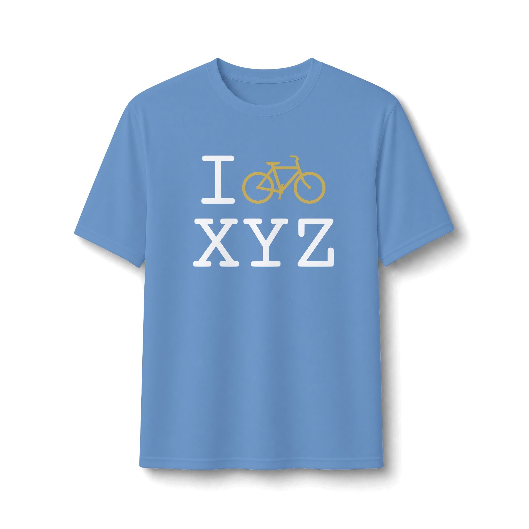 "I Bike ___" athletic T, gold bike