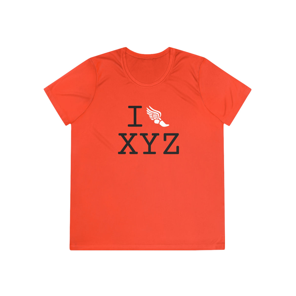 I Run women's athletic T, white logo